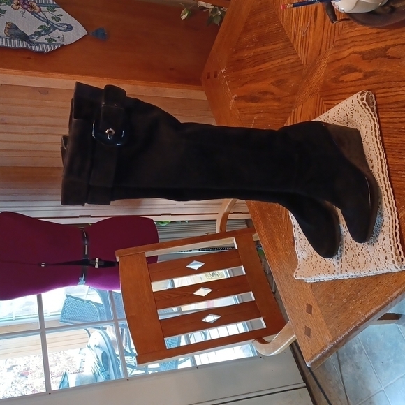 GW Suede Over The Knee Wedge Boots Made In Spain - Picture 2 of 8